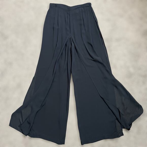 80s Cache Evening Pants 8 Black Special Occasion Wide Leg Party Vintage Event - Picture 1 of 7